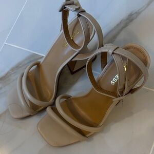 Express Beige Strappy Heels